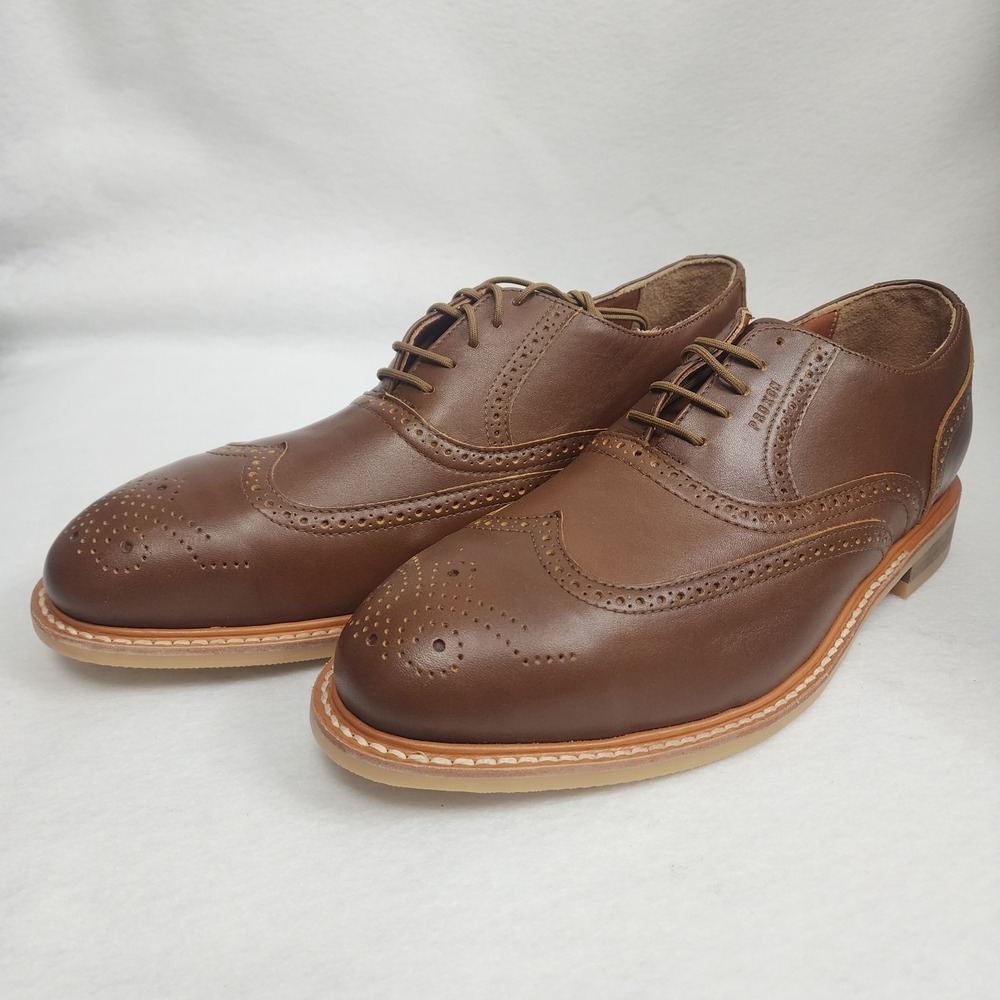 Proxon Pilot Mens US 11.5 Work Shoes Amber Leather Wingtip Steel Toe Oxford